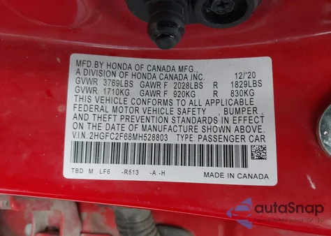 2021 Honda Civic Lx from USA, damaged, VIN 2HGFC2F68MH528803